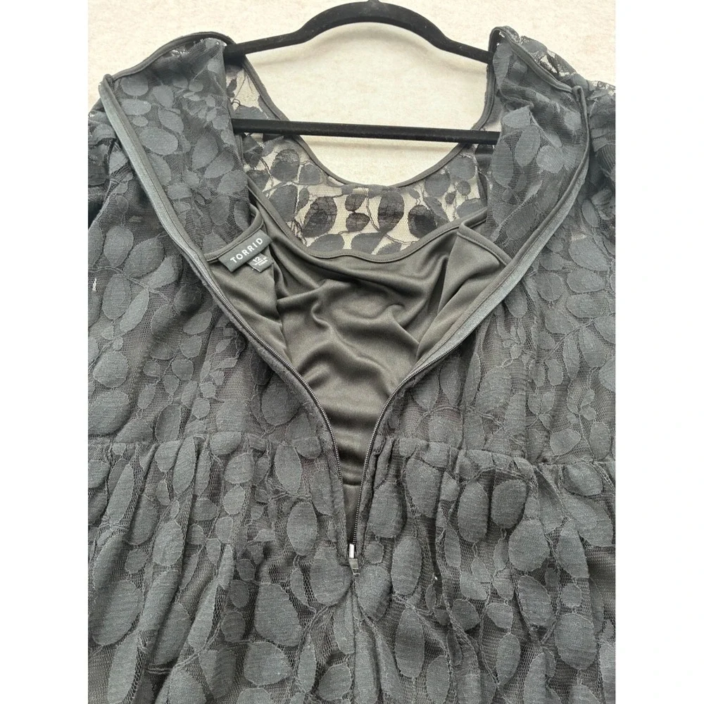 Torrid Black Lace Long Sleeve Dress Flare Plus Size 12 Whimsygoth Coquette